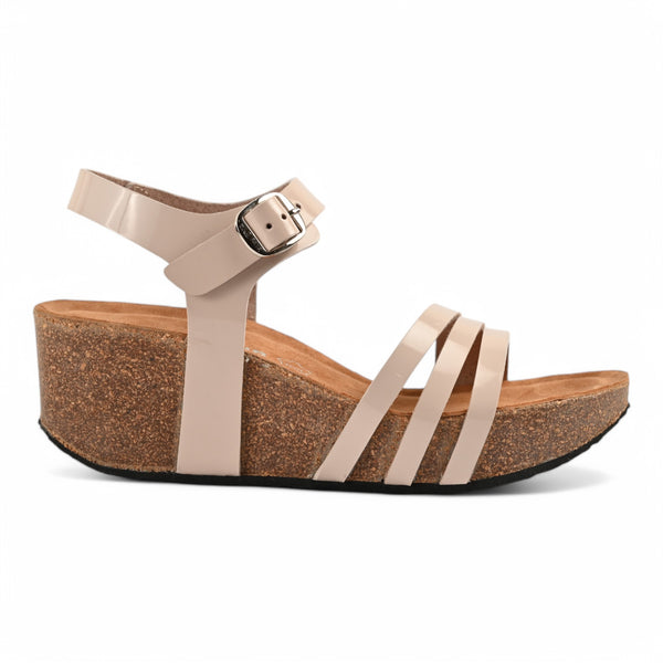 Serena Wedge Cork Sandal - Beige