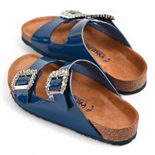 Fiora Cork Sandals With Premium Buckle – Navy Blue