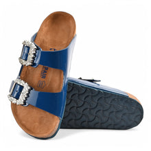 Fiora Cork Sandals With Premium Buckle – Navy Blue