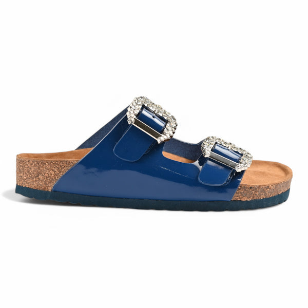 Fiora Cork Sandals With Premium Buckle – Navy Blue