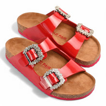 Fiora Cork Sandals With Premium Buckle – Red