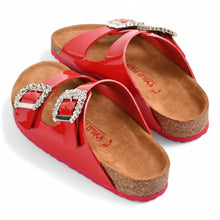 Fiora Cork Sandals With Premium Buckle – Red