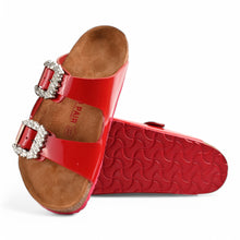 Fiora Cork Sandals With Premium Buckle – Red