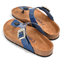 Flora Cork Sandals With Premium Buckle – Navy Blue