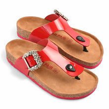 Flora Cork Sandals With Premium Buckle – Red
