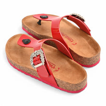 Flora Cork Sandals With Premium Buckle – Red