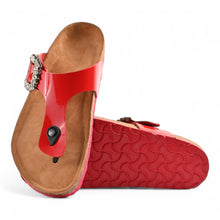 Flora Cork Sandals With Premium Buckle – Red