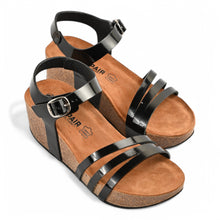 Serena Wedge Cork Sandals - Black