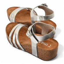 Serena Wedge Cork Sandals - Silver