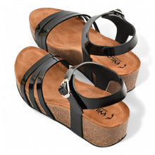 Serena Wedge Cork Sandals - Black