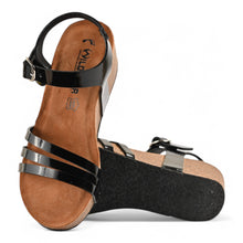 Serena Wedge Cork Sandals - Black