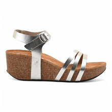 Serena Wedge Cork Sandals - Silver