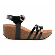 Serena Wedge Cork Sandals - Black