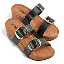 Valencia Wedge Cork Sandals - Black