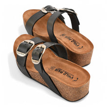 Valencia Wedge Cork Sandals - Black