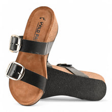 Valencia Wedge Cork Sandals - Black