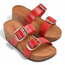 Valencia Wedge Cork Sandals - Red