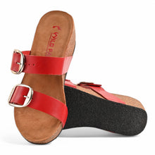 Valencia Wedge Cork Sandals - Red
