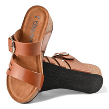 Camellia Wedge Cork Sandals - Tan