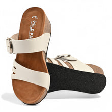 Camellia Wedge Cork Sandals - White
