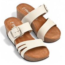 Camellia Wedge Cork Sandals - White