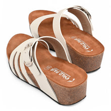 Camellia Wedge Cork Sandals - White