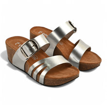 Camellia Wedge Cork Sandals - Silver