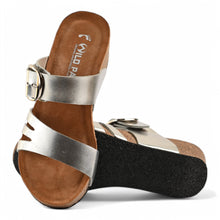 Camellia Wedge Cork Sandals - Silver