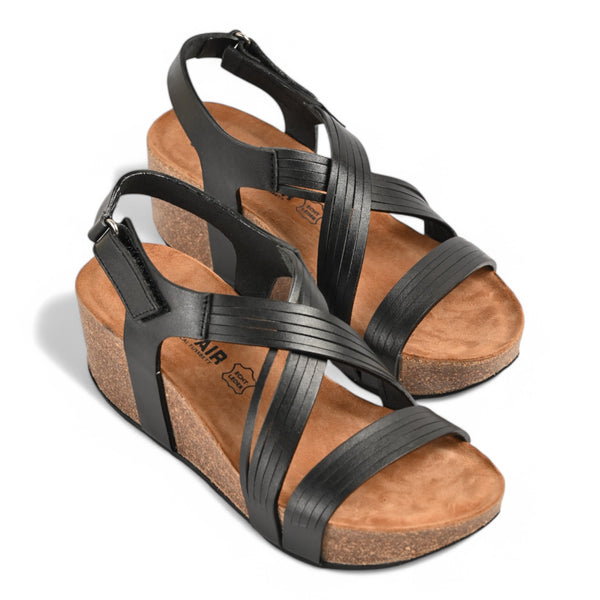 Chole Wedge Cork Sandal - Black