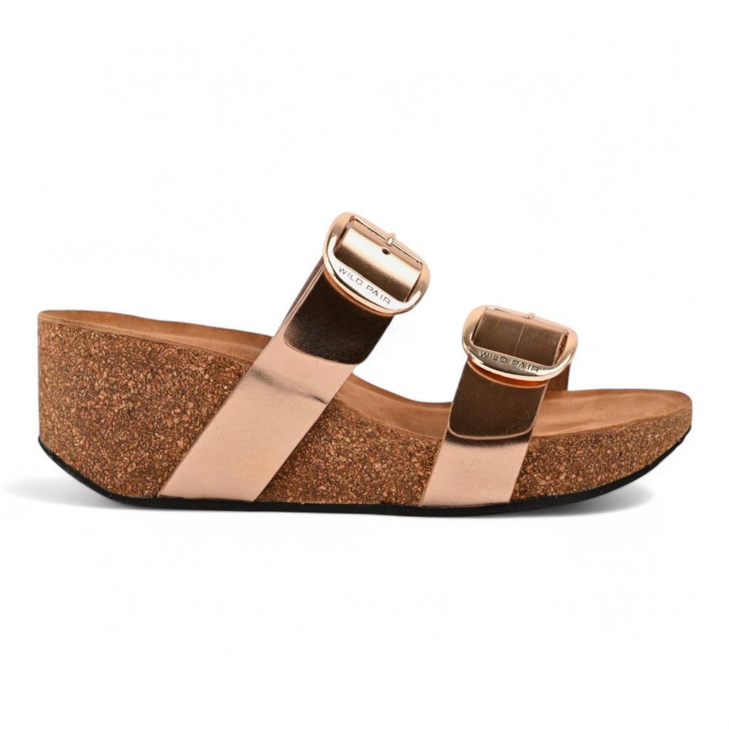 Valencia Wedge Cork Sandals – Rose Gold – Wildpair1